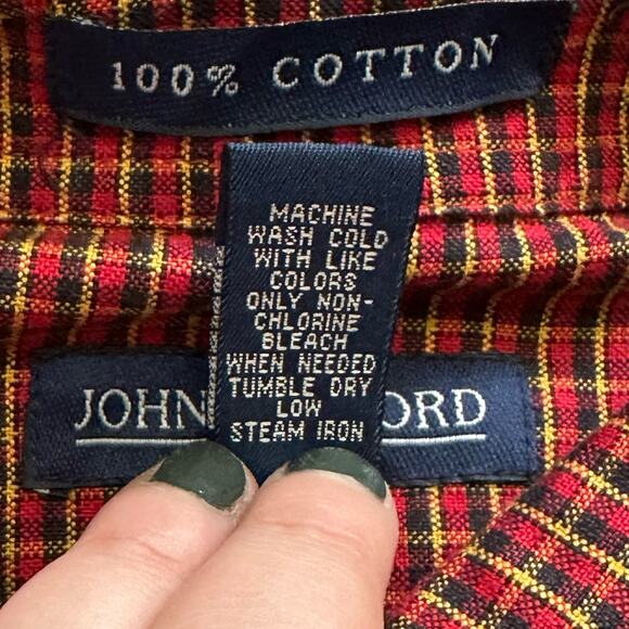 John Ashford Red & Yellow Men’s Button Down Long Sleeve Shirt, Large, Pre-owned - Picture 4 of 4